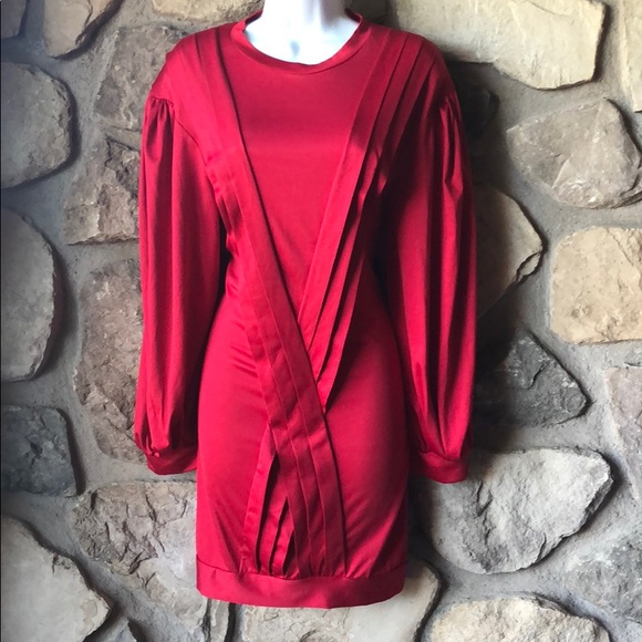 Zara Trafaluc designer red satin spandex dress - Picture 3 of 6